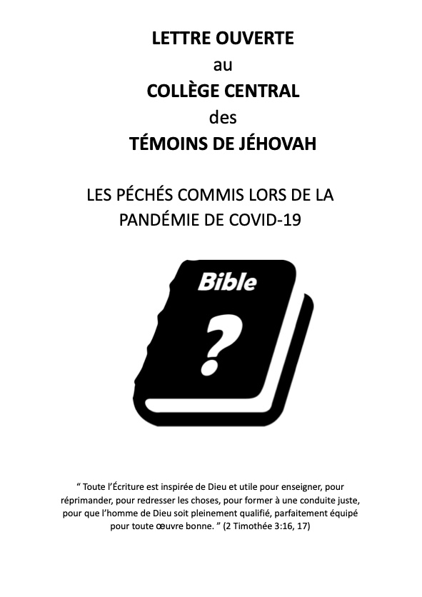 Lettre ouverte au Collège central des Témoins de Jéhovah